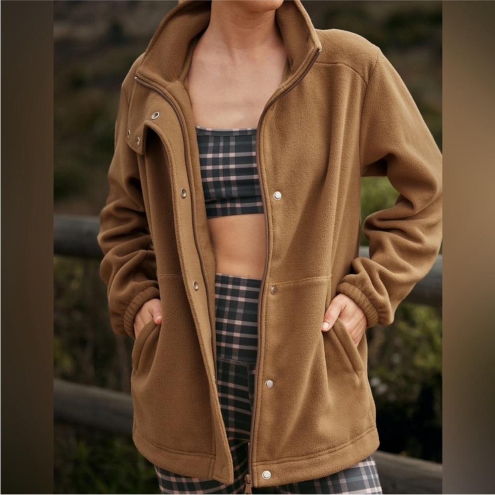 Beyond Yoga Urban Explorer Deep Tan Fleece Jacket size Large